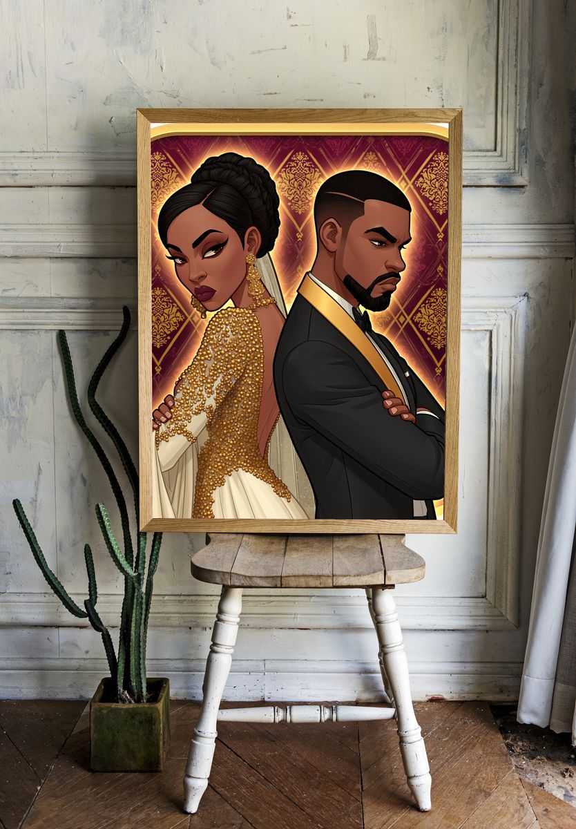 Elegant Couple Portrait Print. room preview