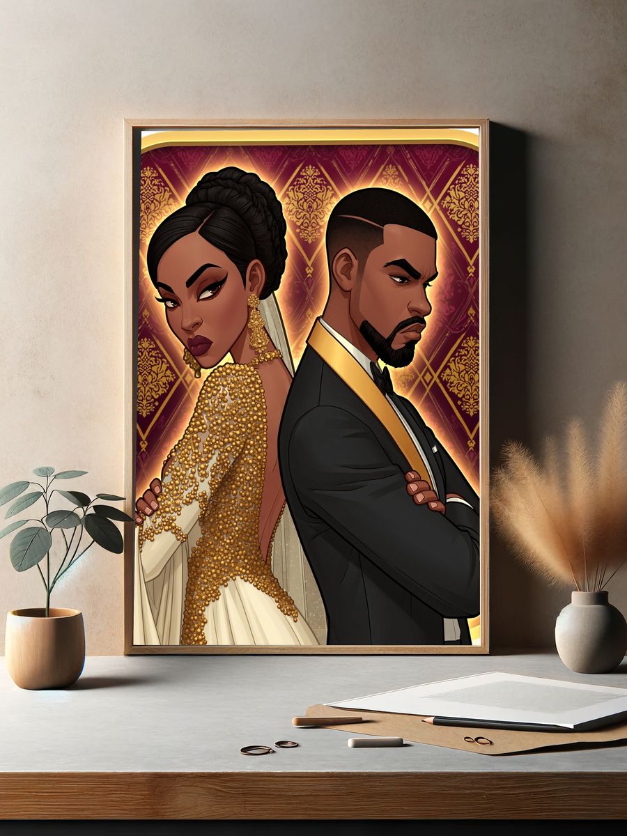Elegant Couple Portrait Print. — room view 2