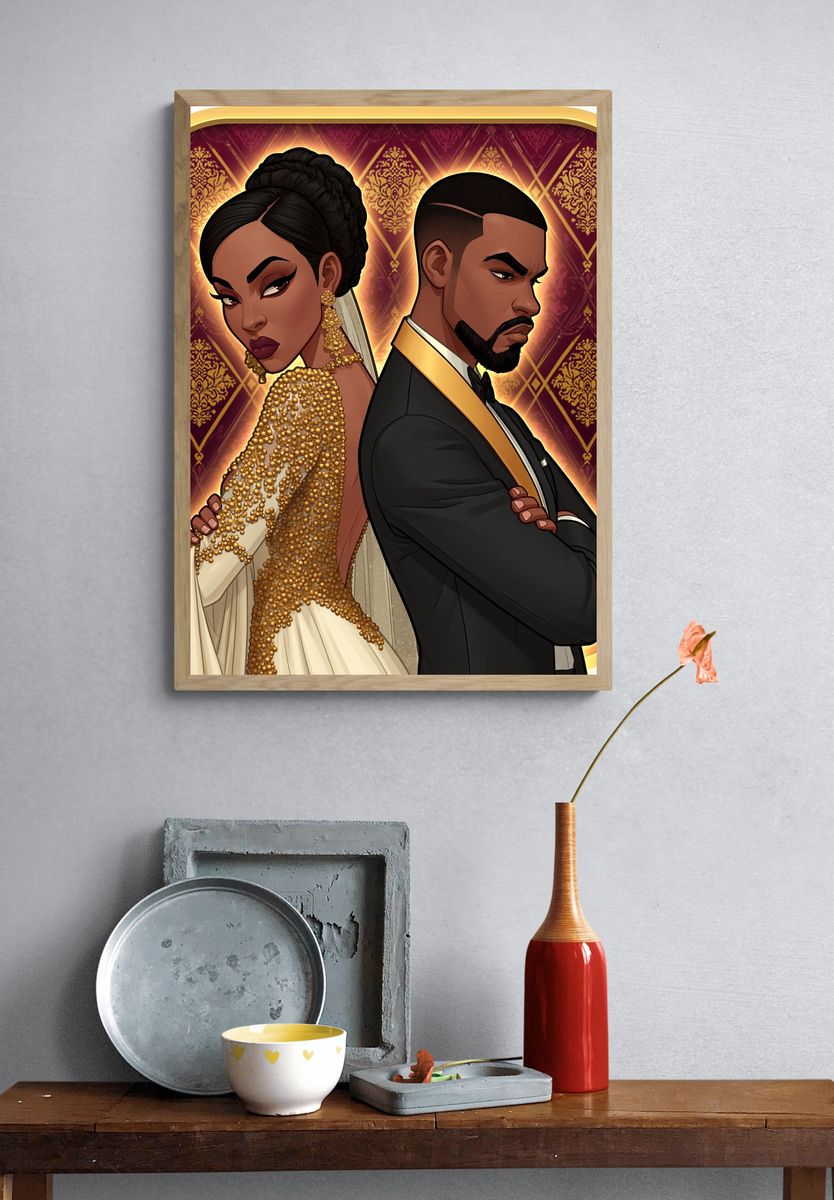 Elegant Couple Portrait Print. — room view 3