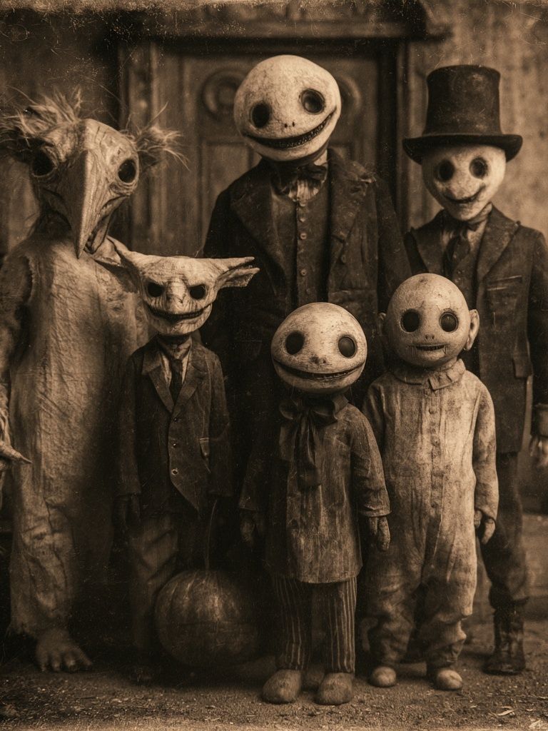 Creepy Halloween Family Illustration Poster. poster — illustration art