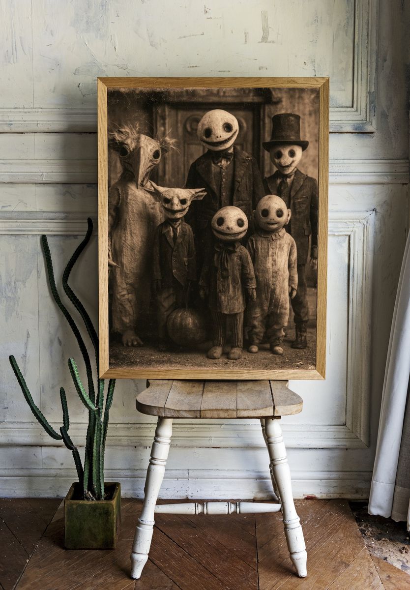 Creepy Halloween Family Illustration Poster. room preview