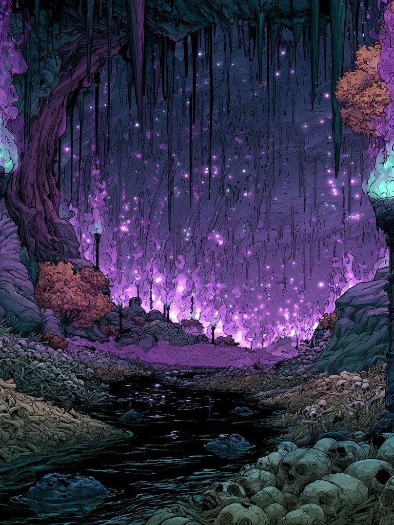 Enchanted Cavern Glow Illustration Poster. poster — illustration art