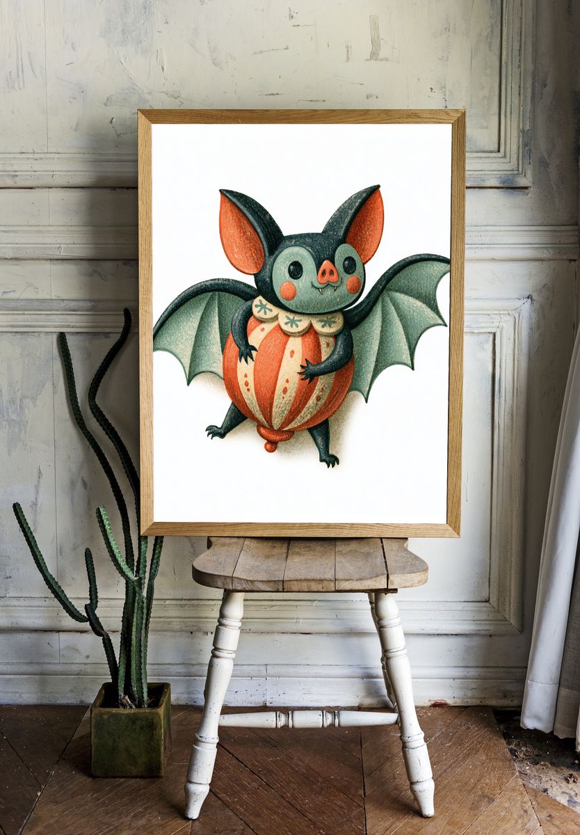 Halloween Bat Watercolor Print. — room view 1
