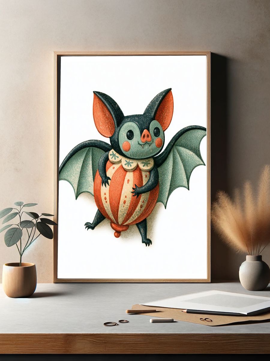 Halloween Bat Watercolor Print. — room view 2