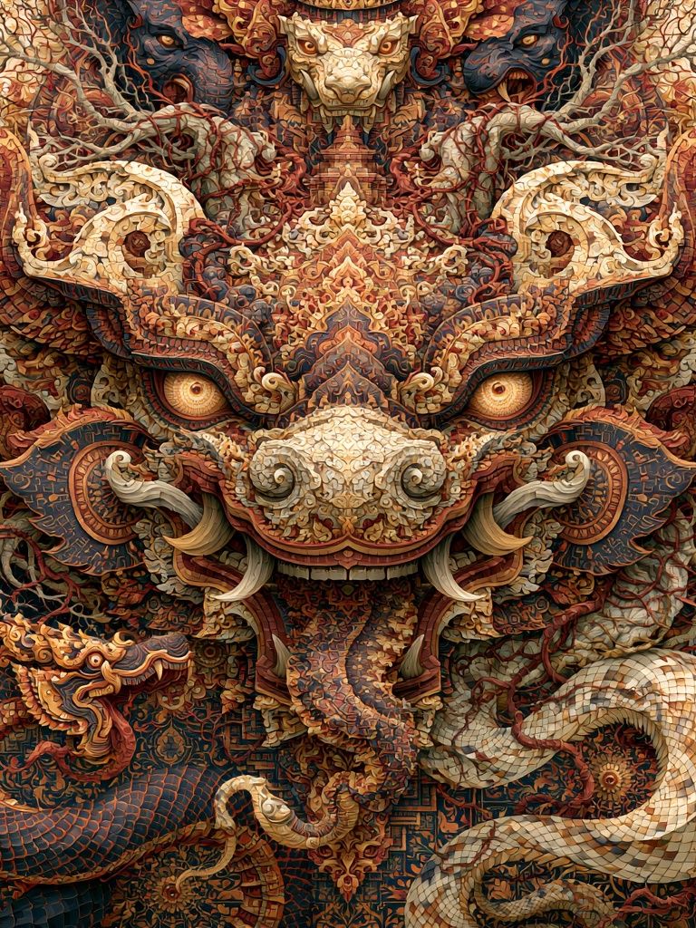 Ornate Dragon Guardian Illustration Poster. poster — illustration art