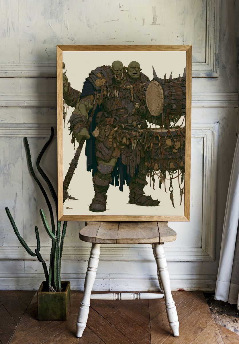 Orc Shaman Fantasy Illustration Poster. — room view 1