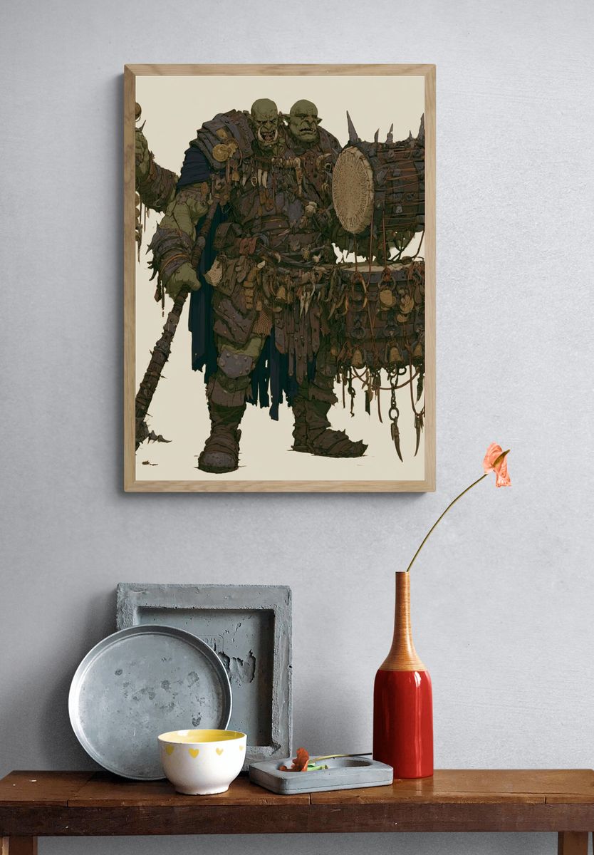 Orc Shaman Fantasy Illustration Poster. — room view 3