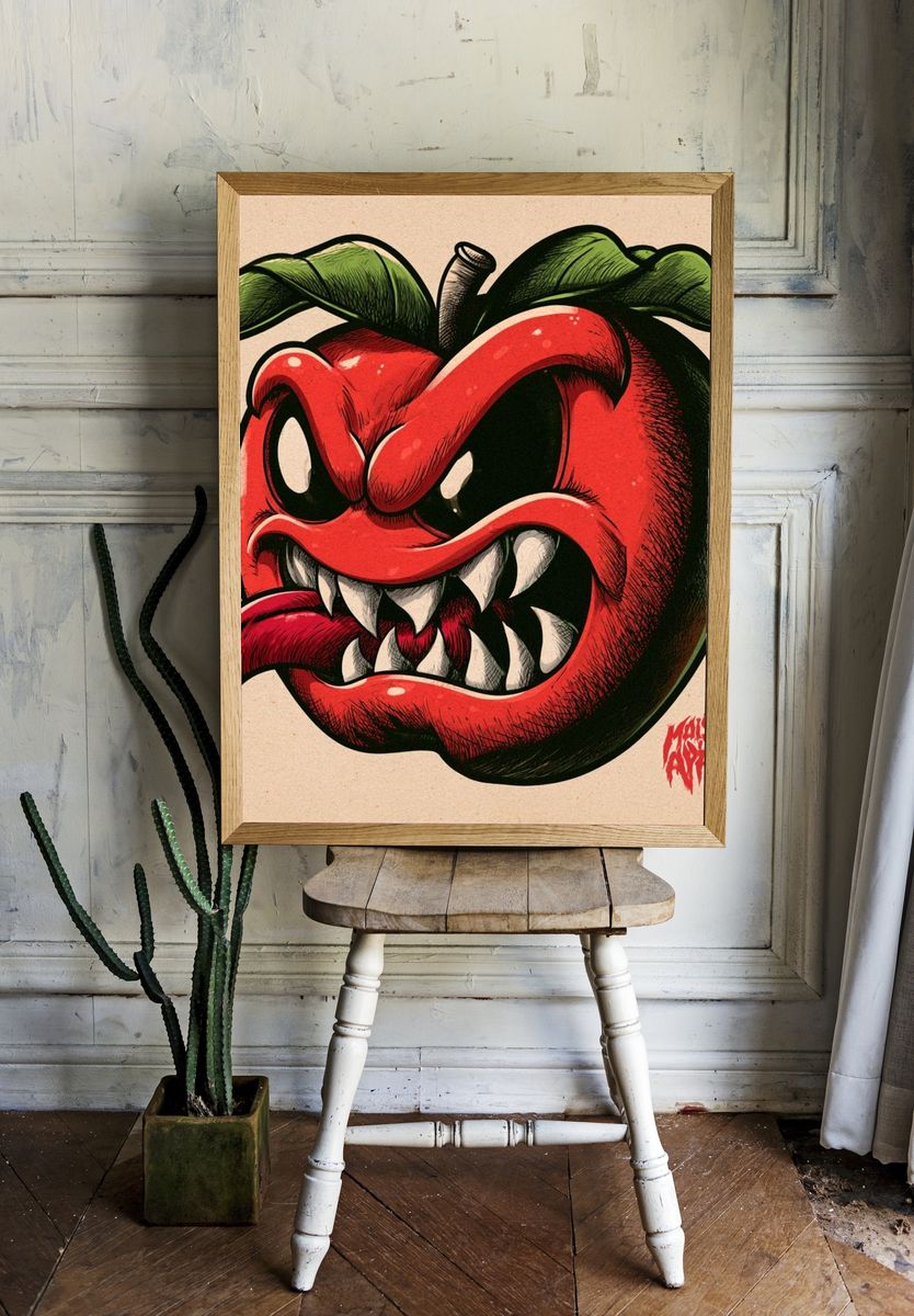 Angry Apple Illustration Poster. — room view 1