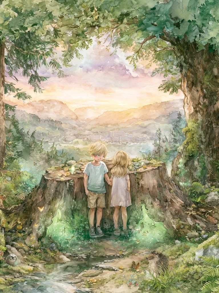 Enchanted Forest Children Watercolor Print. poster detail