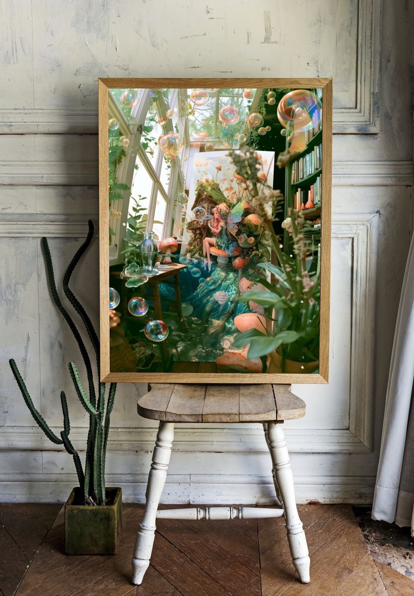 Enchanted Fairy Garden Illustration Poster. room preview