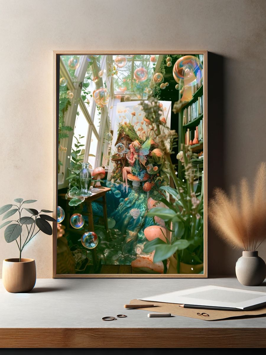 Enchanted Fairy Garden Illustration Poster. — room view 2