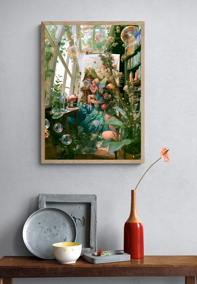 Enchanted Fairy Garden Illustration Poster. — room view 3