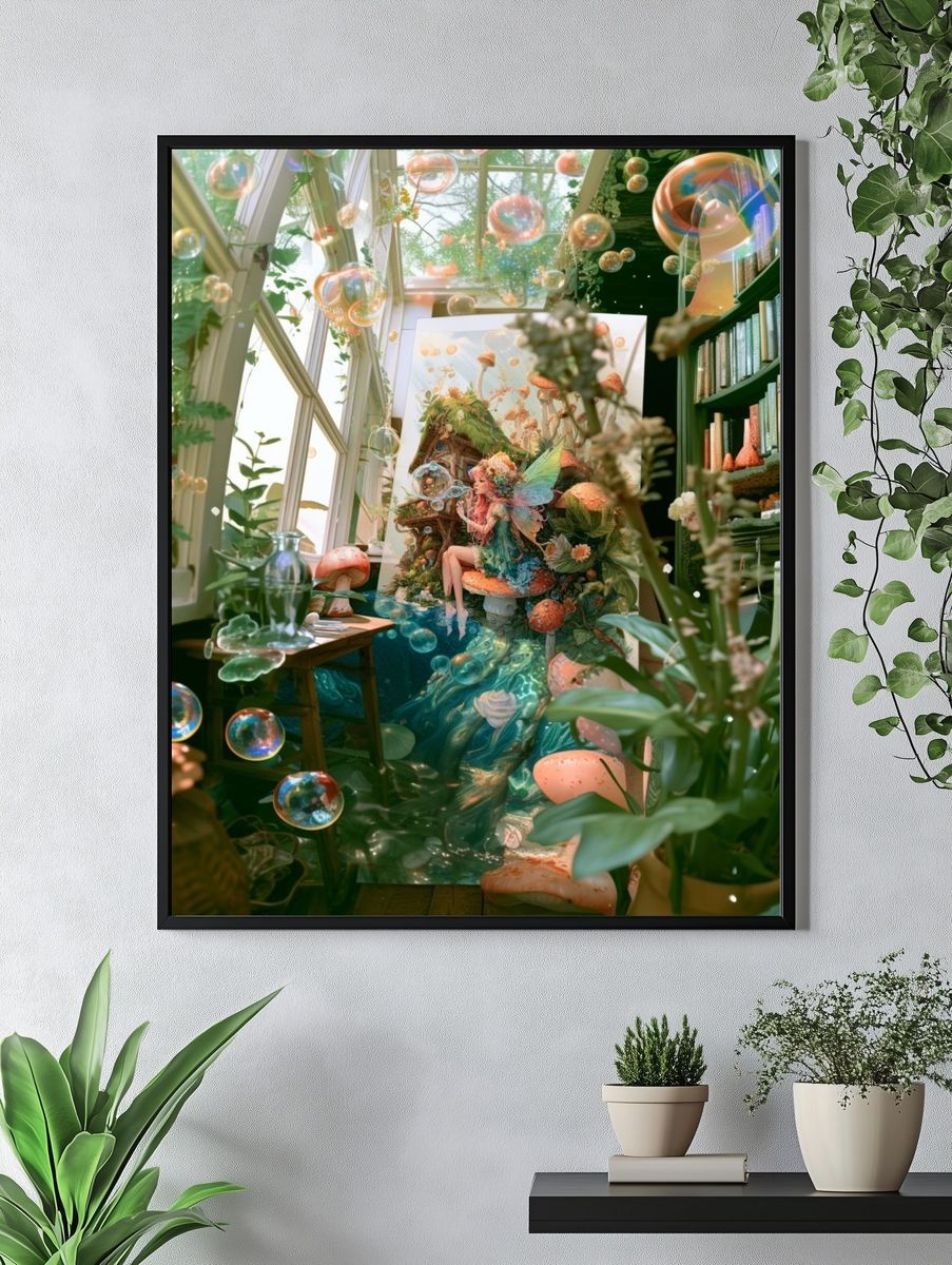 Enchanted Fairy Garden Illustration Poster. — room view 4