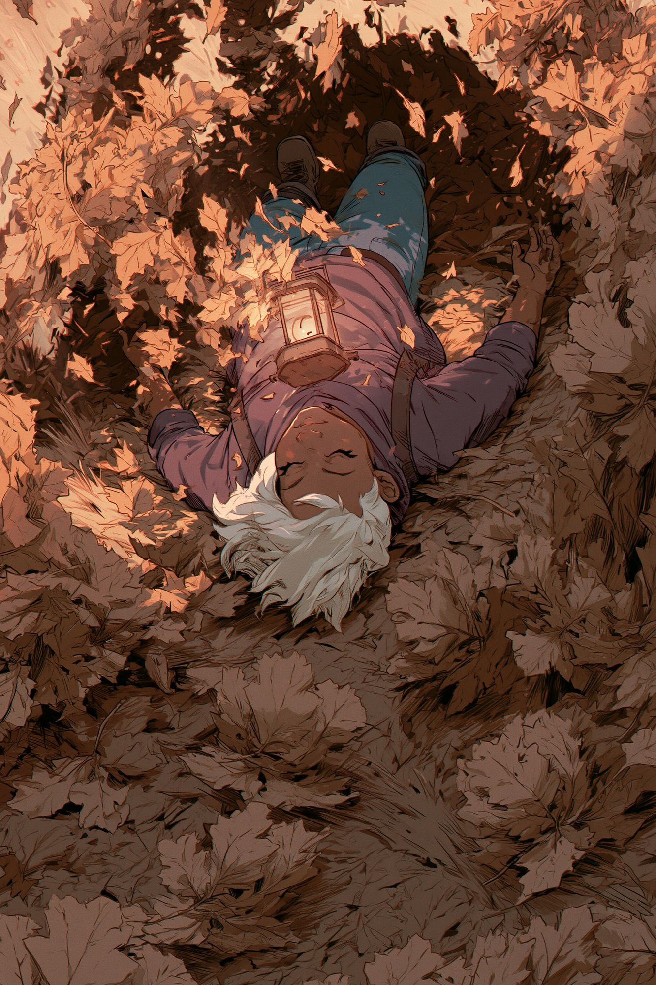 Autumn Leaf Sleep Illustration Poster. poster — illustration art