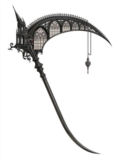 Gothic Scythe Illustration Poster. poster