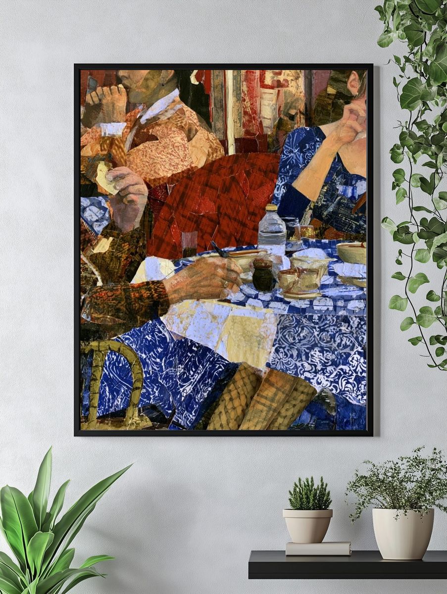 Café Conversation Collage Poster. — room view 4