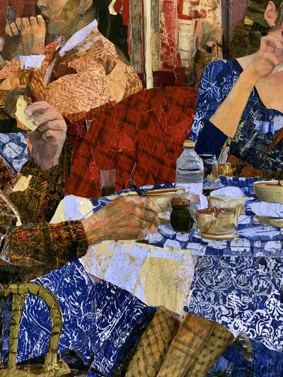 Café Conversation Collage Poster. poster