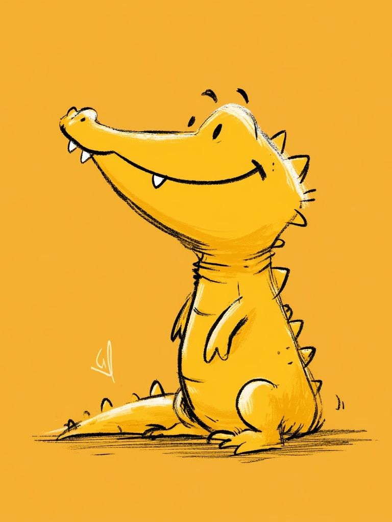 Smiling Crocodile Illustration Poster. poster — illustration art