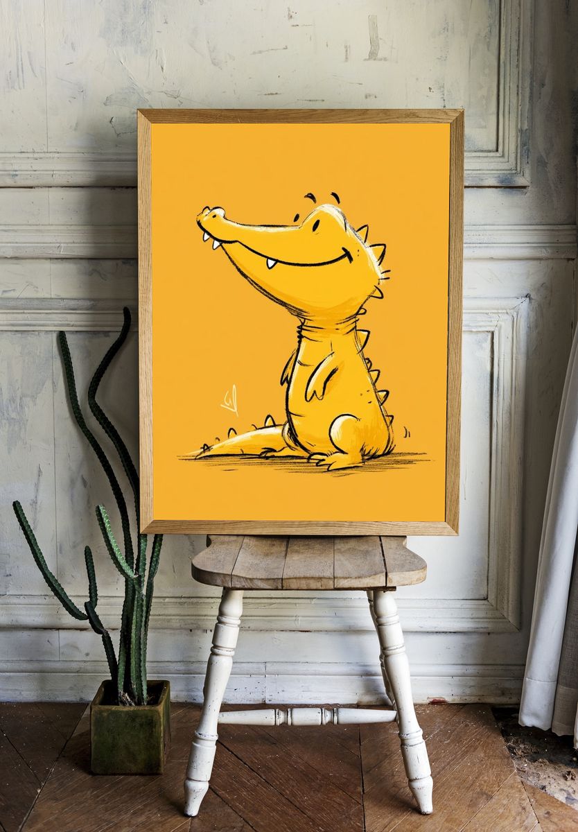 Smiling Crocodile Illustration Poster. room preview