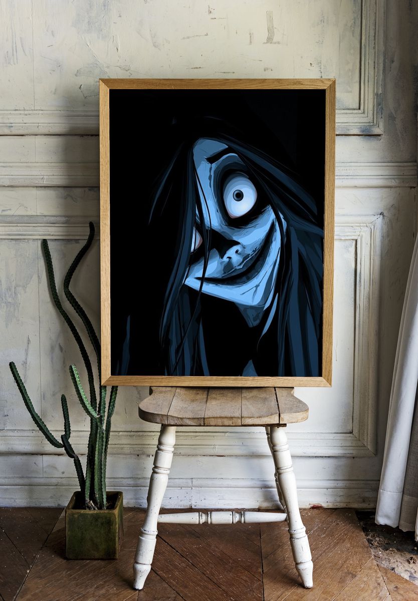 Creepy Blue Mask Illustration Poster. — room view 1