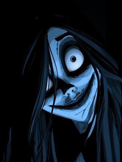 Creepy Blue Mask Illustration Poster.