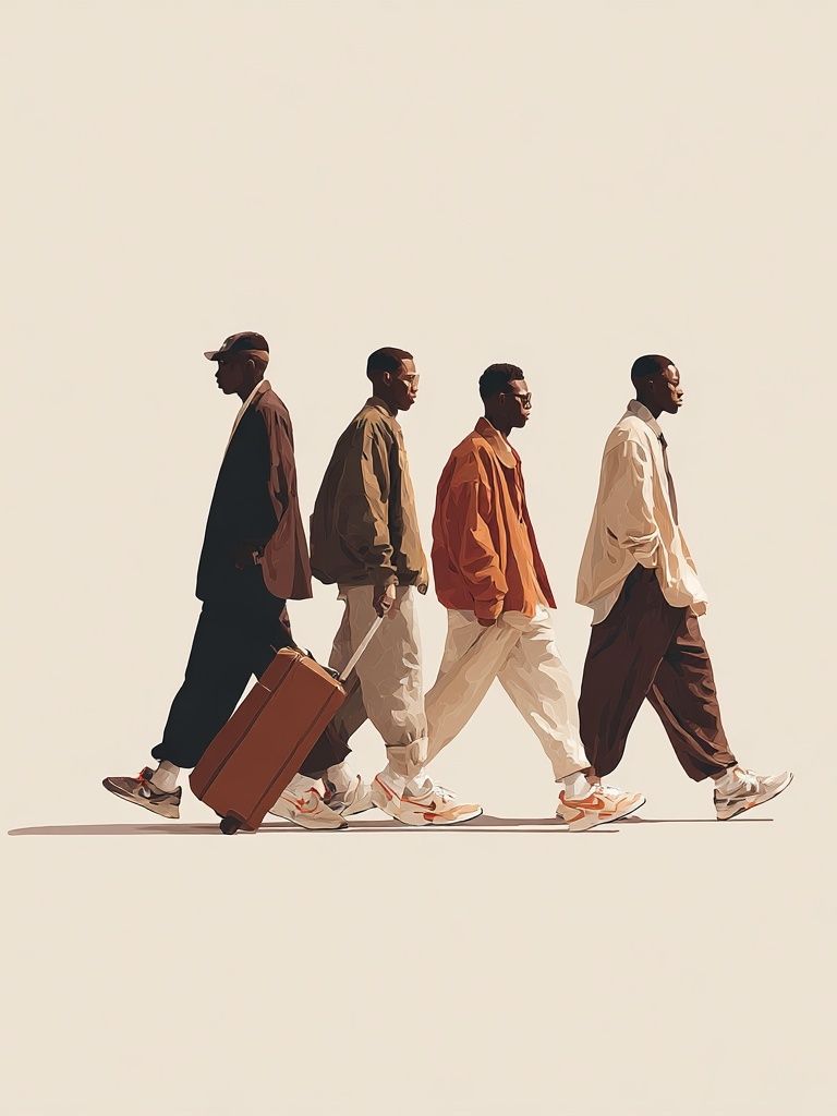 Stylish Men Walking Illustration Poster. poster detail