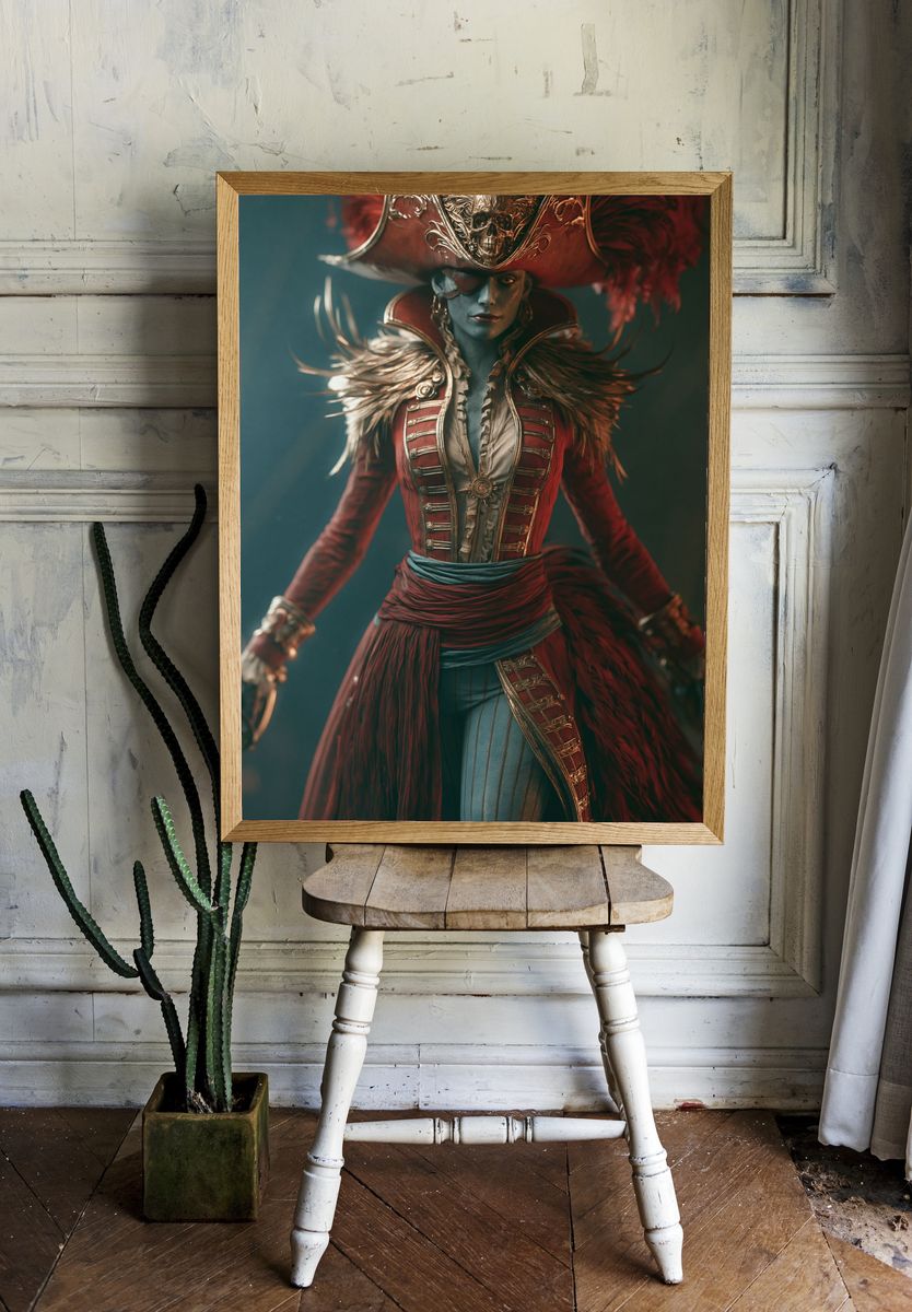 Baroque Pirate Portrait Print. room preview