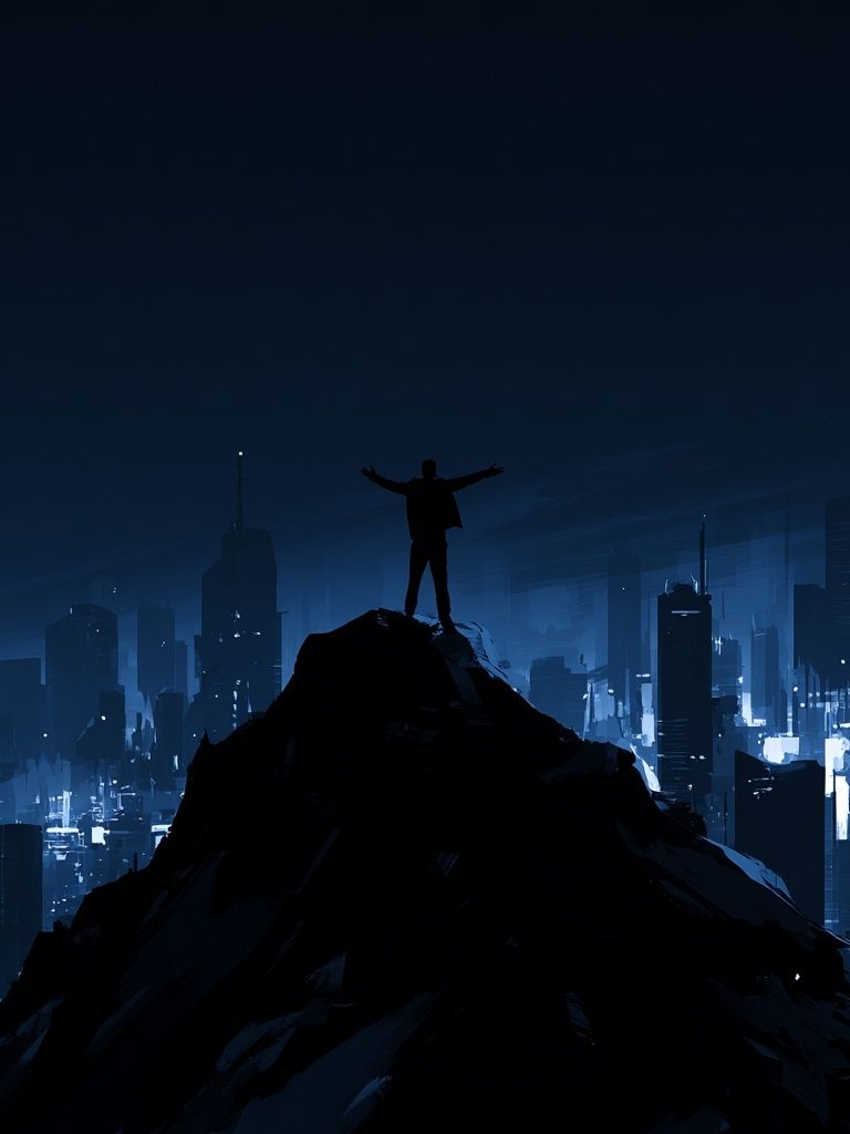 City Summit Silhouette Digital Art Poster. poster detail