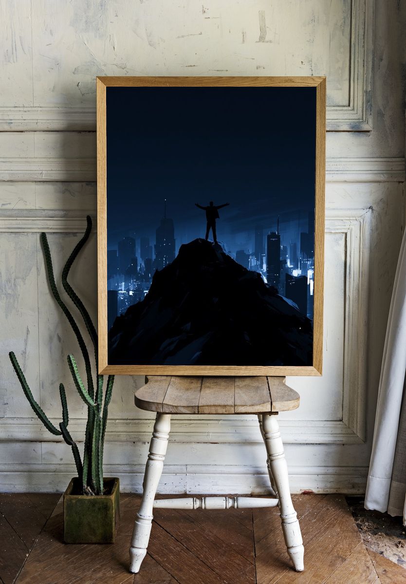 City Summit Silhouette Digital Art Poster. room preview