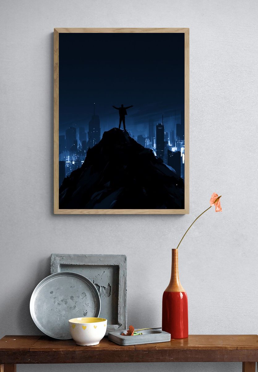 City Summit Silhouette Digital Art Poster. — room view 3