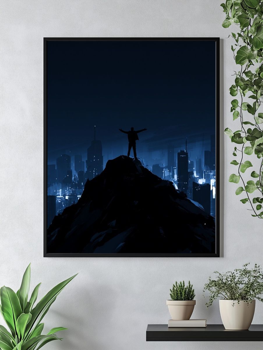 City Summit Silhouette Digital Art Poster. — room view 4