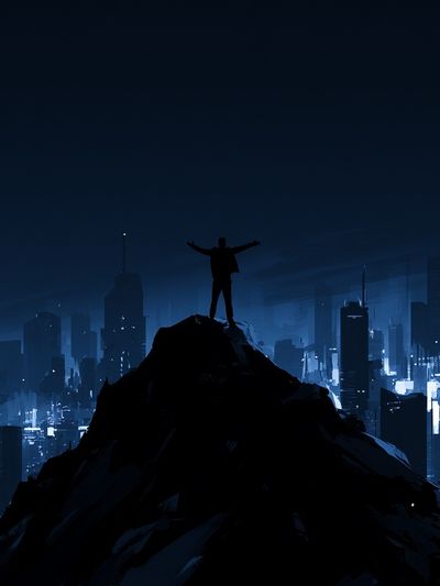 City Summit Silhouette Digital Art Poster. poster