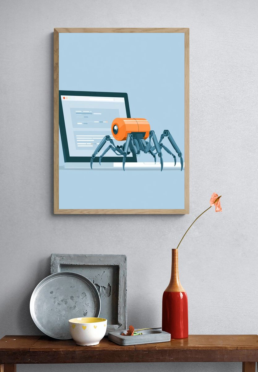 Cybersecurity Spider Illustration Poster. — room view 3