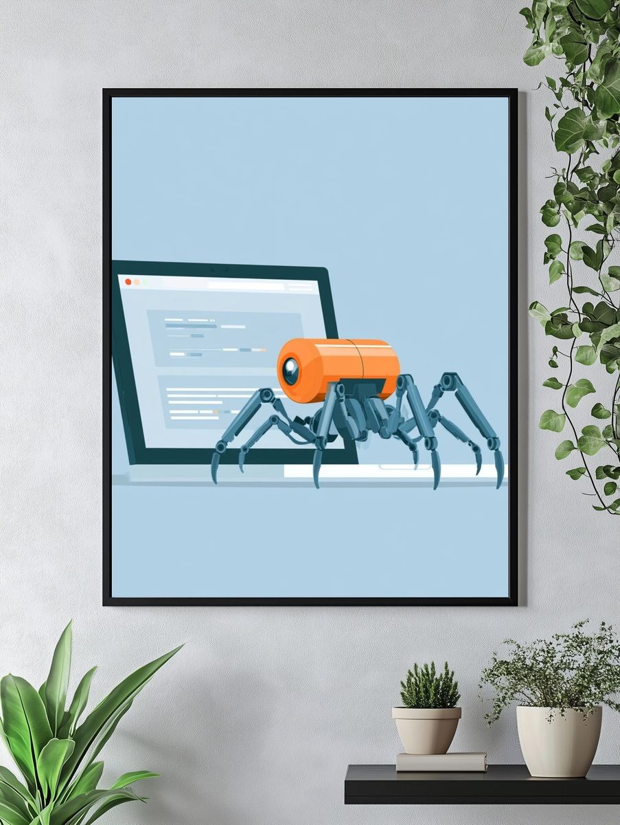 Cybersecurity Spider Illustration Poster. — room view 4