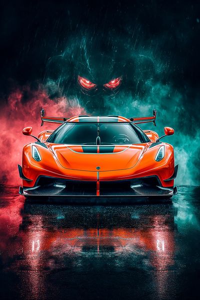 Neon Supercar Storm Poster. poster