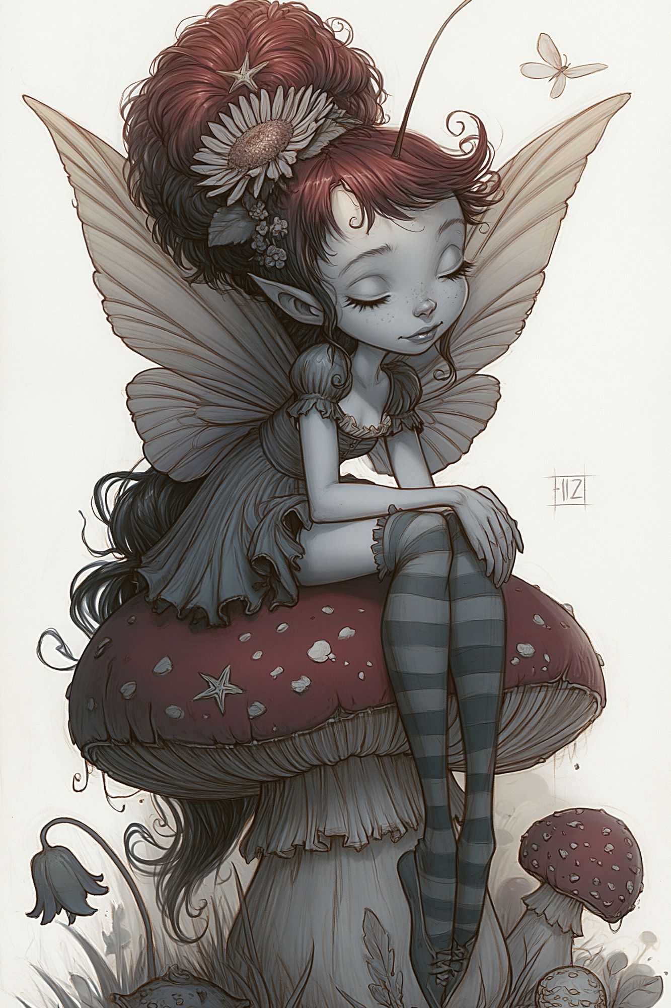 Mushroom Fairy Digital Art Print. poster detail