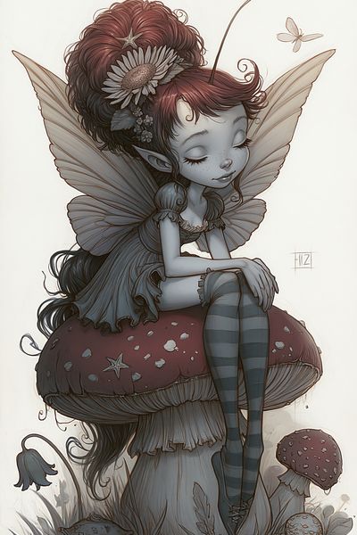 Mushroom Fairy Digital Art Print.