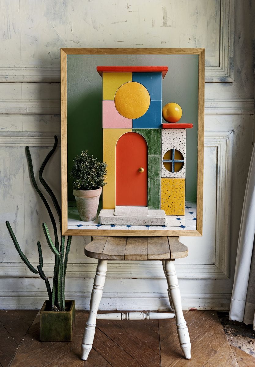 Color Block House Illustration Poster. room preview