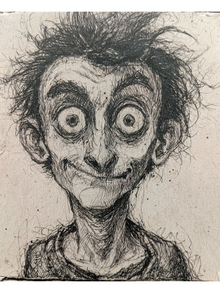 Eerie Sketch Portrait Print. poster — illustration art