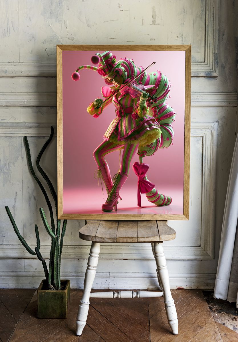 Candy Violin Performer Illustration Poster. — room view 1