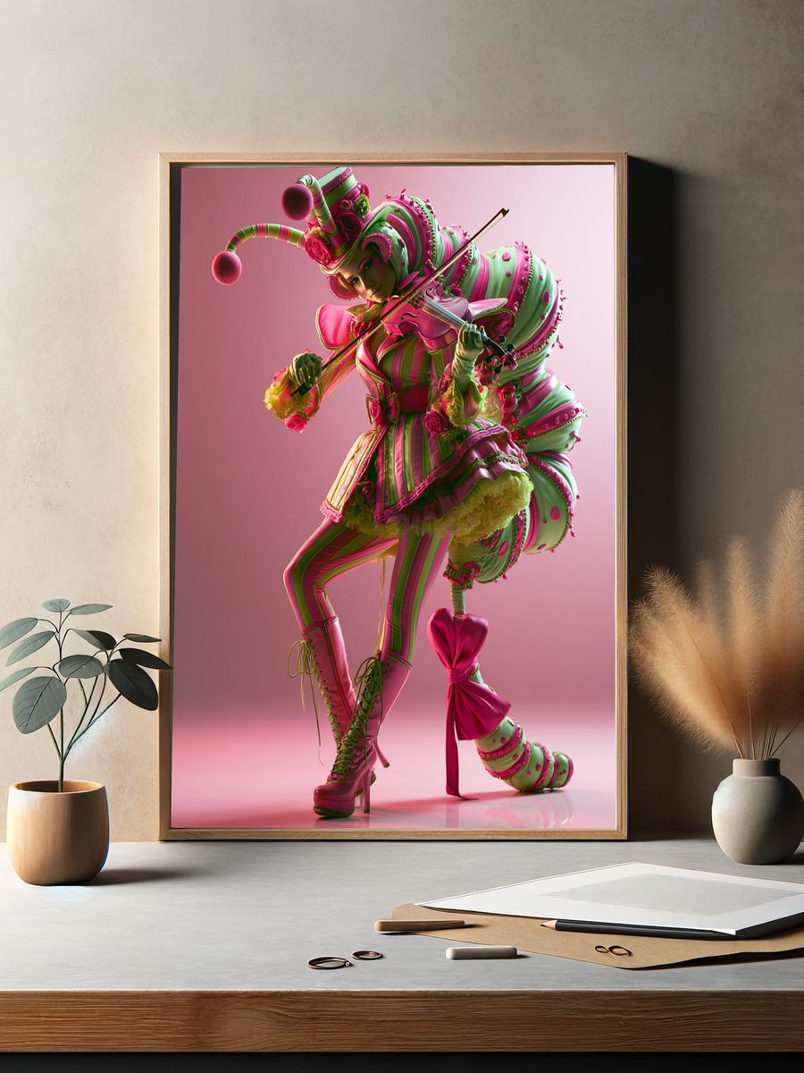 Candy Violin Performer Illustration Poster. — room view 2