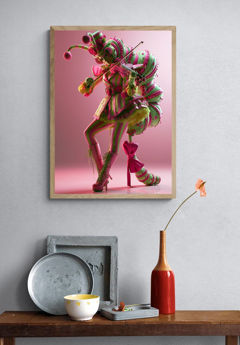 Candy Violin Performer Illustration Poster. — room view 3