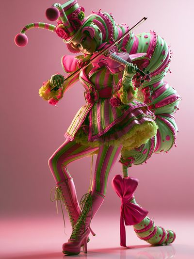 Candy Violin Performer Illustration Poster. poster