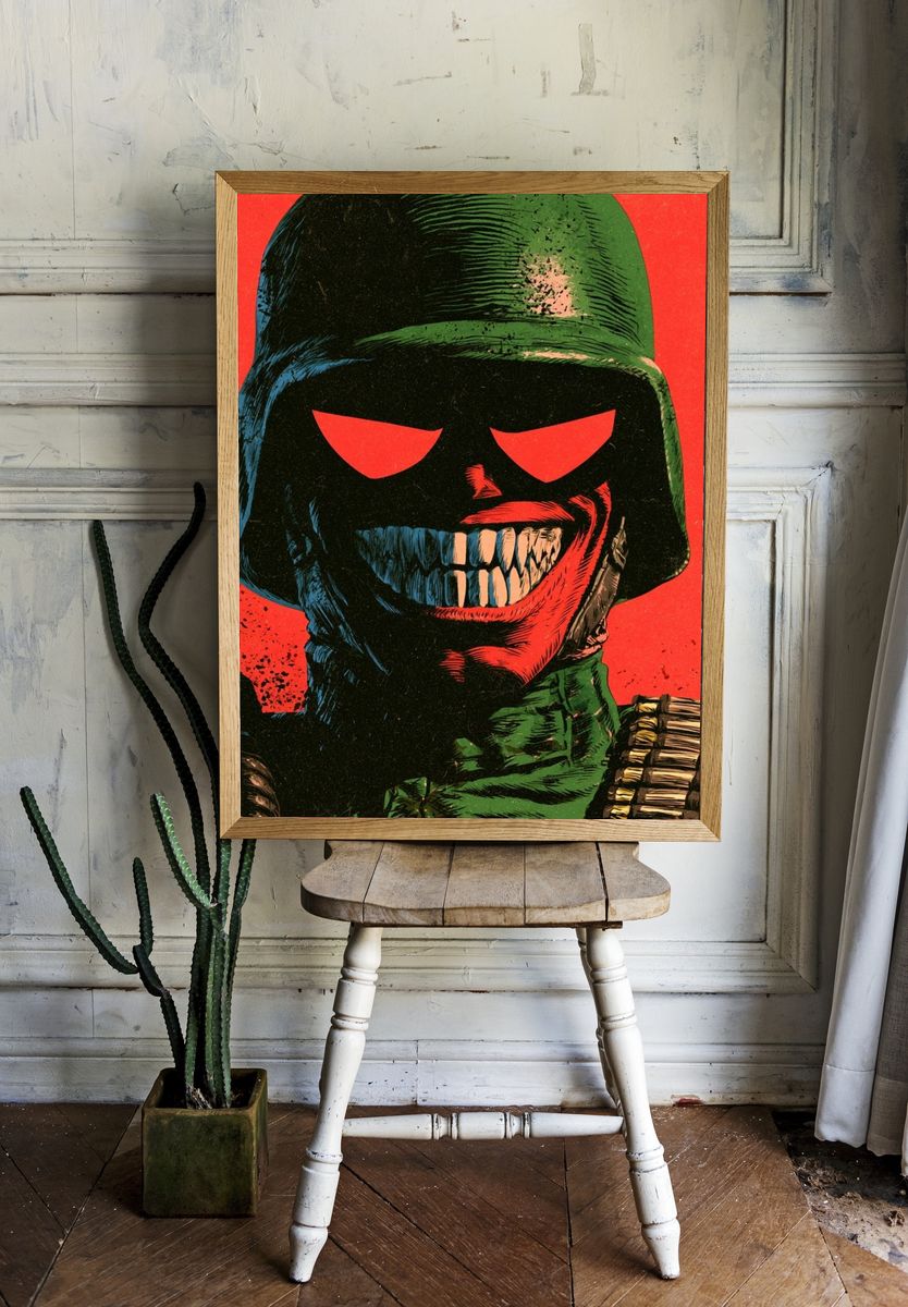 Grinning Soldier Pop-Art Poster. — room view 1