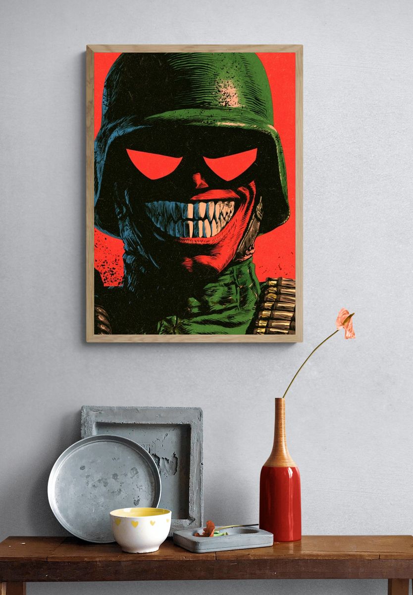 Grinning Soldier Pop-Art Poster. — room view 3