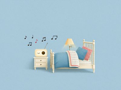 Whimsical Bedroom Music Illustration Poster. poster