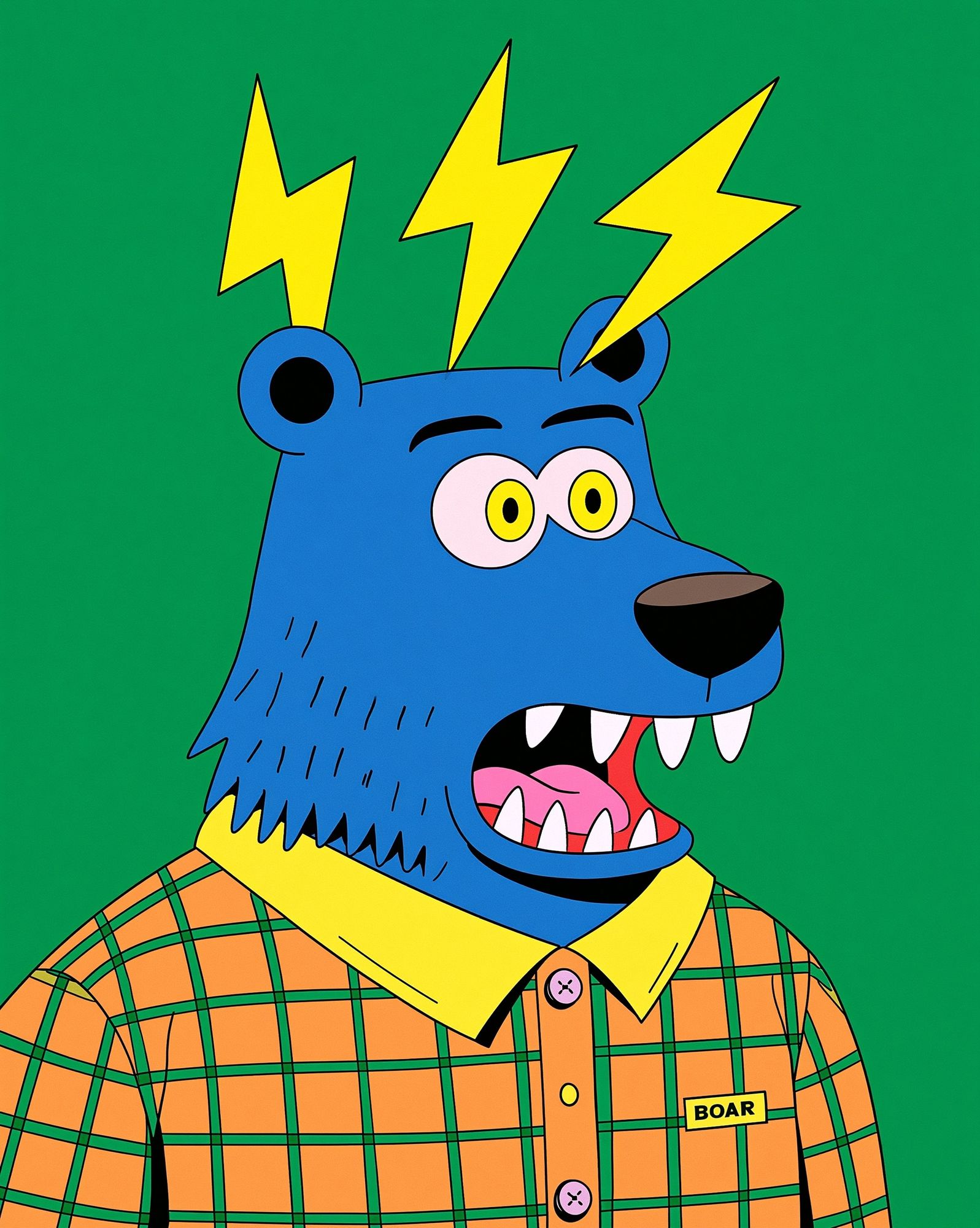 Electric Bear Cartoon Print. poster detail
