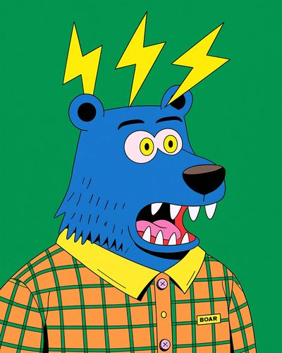 Electric Bear Cartoon Print. poster print
