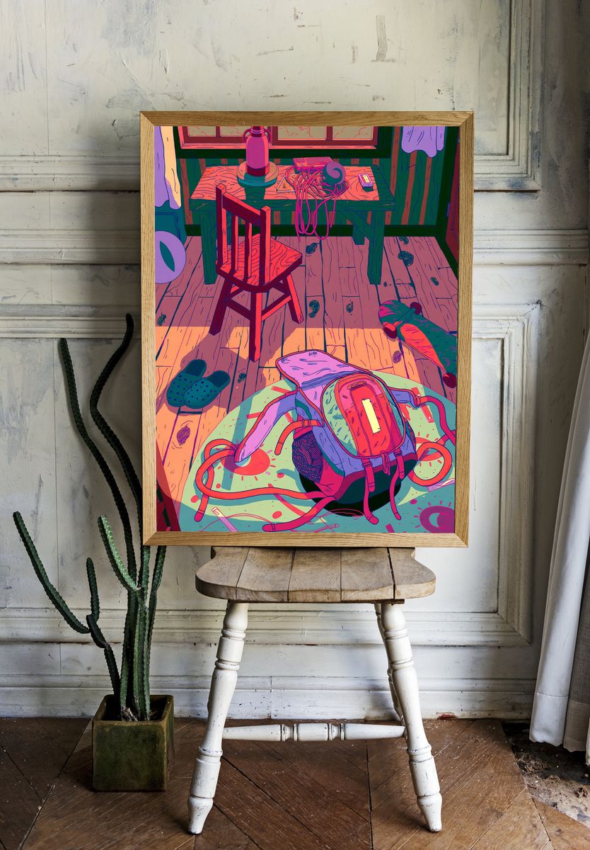 Backpack Room Illustration Poster. — room view 1