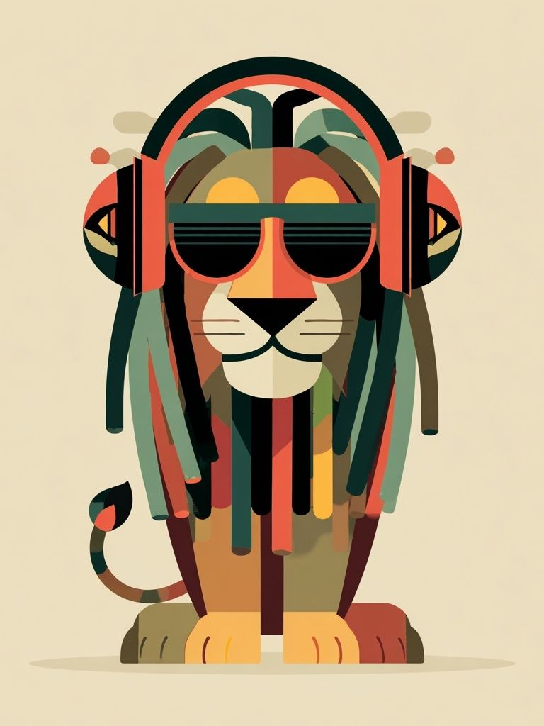 Reggae Lion Illustration Poster. poster — illustration art